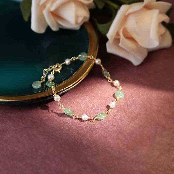 

2021 new natural emerald bracelet fashion green jade gemstone jewelry thanksgiving handmade gift bracelet for women, Golden;silver