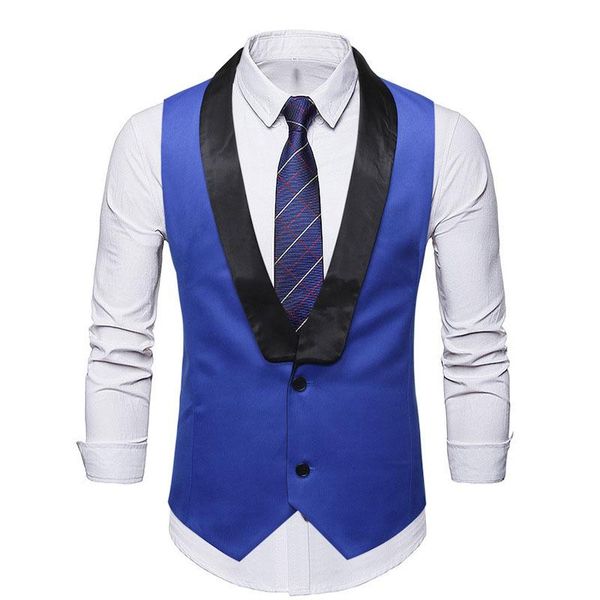 

men's vests mens suit vest 2021 fashion shawl lapel single breasted waistcoat men formal business wedding groom tuxedo gilet, Black;white