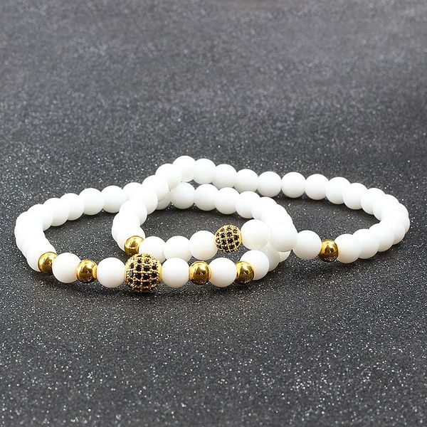 

2pcs/set fashion 6mm natural stone matte black bracelets distance men jewelry metal accessories beads bracelet&bangle for women beaded, stra