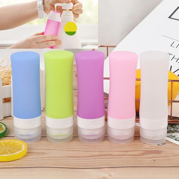 

portable refillable silicone bottles traveler lotion shampoo press bottle 60ml pro storage & jars