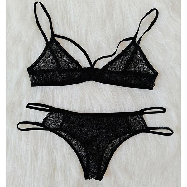 

bras sets 2021 lace seethrough bar underwear 2 piece set stretch straps soft fabric women taste sleepwear nightwear body lingerie, Red;black