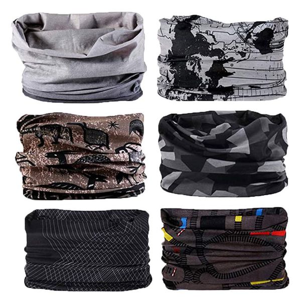

scarves 6pcs magic scarf outdoor headwear bandana sport tube uv face mask workout hiking men and women seamless headband, Blue;gray