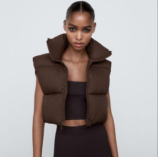 

women's vests women fashion cropped vest coat female stand collar zipper waistcoat ladies casual outerwear, Black;white