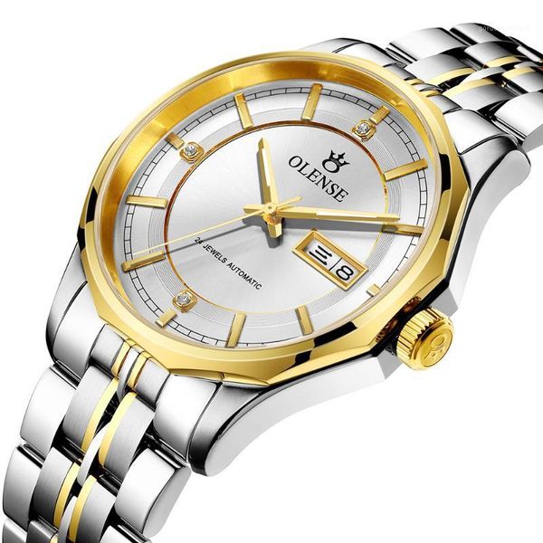 

automatic watch man 5atm waterproof wristwatches 316l stainless steel strap date week sapphire crystal male clock ga8030, Slivery;brown