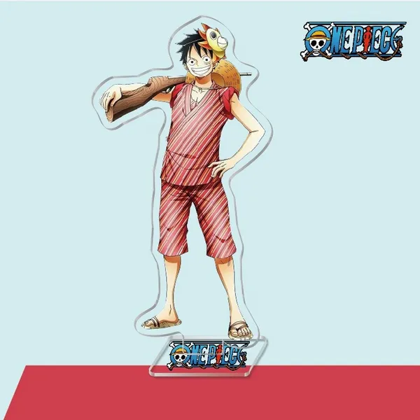 ONE PIECE Portachiavi Donne Monkey D. Luffy Anime del Giappone Acrilico Cartoon Figura in piedi Pendenti con gemme e perle Portachiavi Carino Portachiavi Llaveros