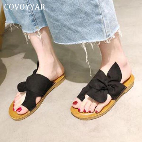 

slippers covoyyar 2021 fashion shoes women designer butterfly-knot ladies summer beach outside slides flip flops wsl155, Black
