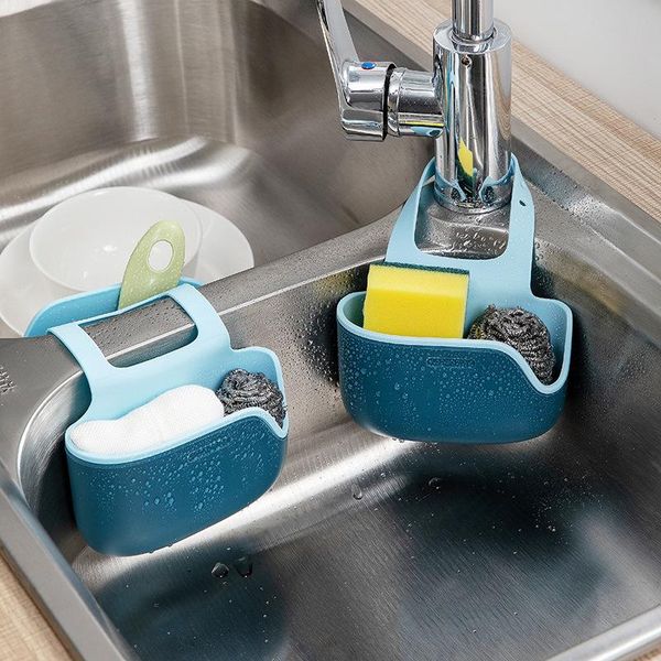 

storage baskets drain basket hanging bag sink shelf soap sponge rack faucet holder adjustable tool
