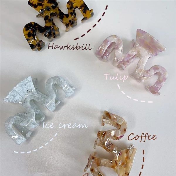 

hair clips & barrettes aomu summer fashion colorful pink brown leopard acrylic resin wave claw irregular hollow hairpin for women party jewe, Golden;silver