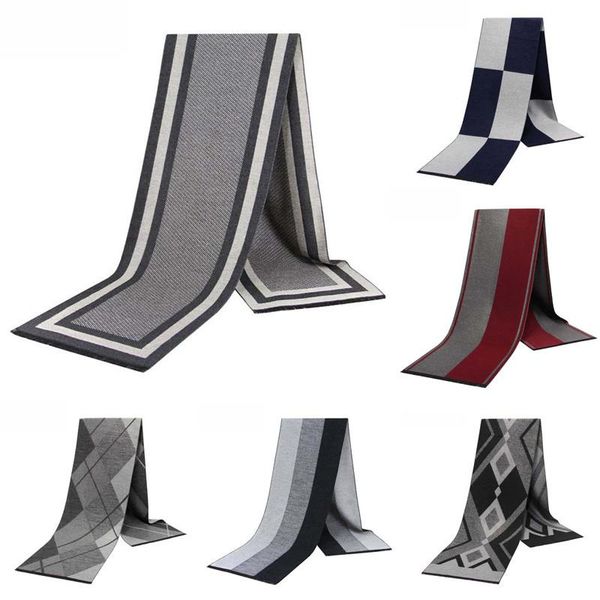 

scarves est fashion men autumn winter casual male warm scarf luxury cravat long neckercheif 180*30cm, Blue;gray