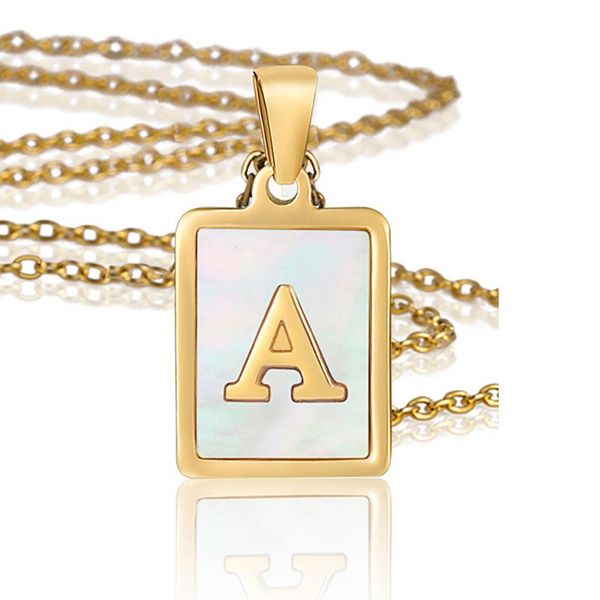 

collar femme 26 capital letter necklace for women shell jewelry stainless steel alphabet initial clavicle chain friend gift chokers, Golden;silver
