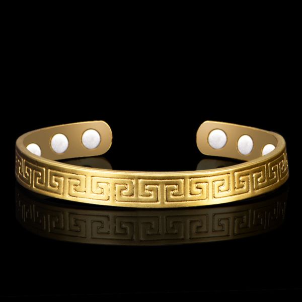 

fashion opening bracelet gold plated health bracelet women's simple magnetic therapy copper jewelry, Black