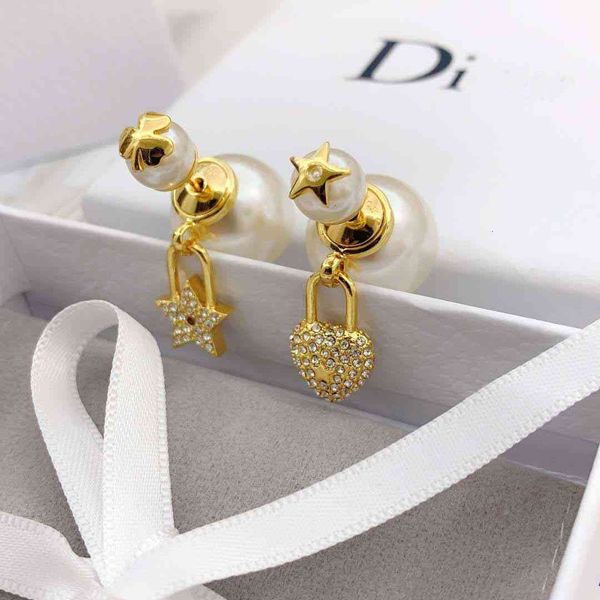 

luxury designer fashion family 925 earrings pointed d star jewelry love asymmetric five silver needle female high version, Red;brown