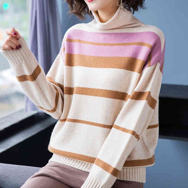 

women's sweaters truien dames winter winter long sleeves thick turtleneck women's sweater stripes autumn sweaters of women a8bv, White;black