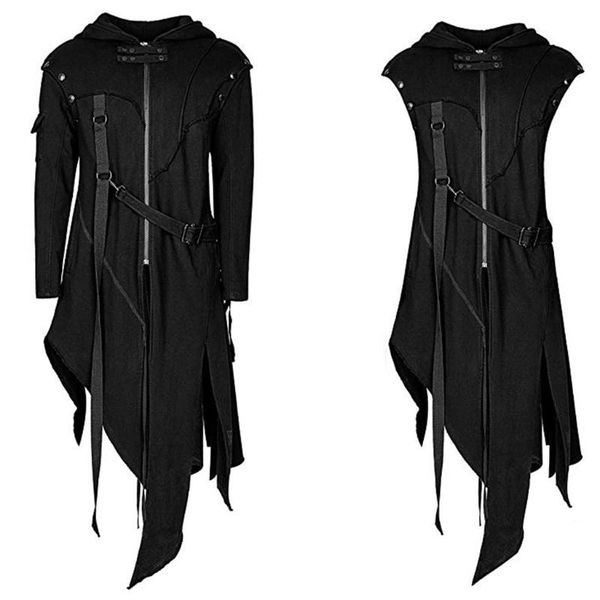 

men's jackets autumn winter jacket zipper bandage asymmetrical coat retro punk style party outwear streetwear jaqueta masculina, Black;brown