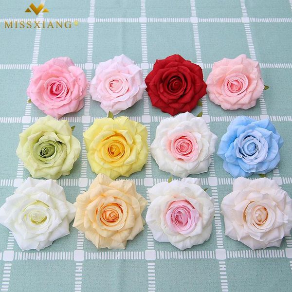 

decorative flowers & wreaths diy home decorations 12 color curled corner rose fake flower head high-end simulation wedding wall decoration