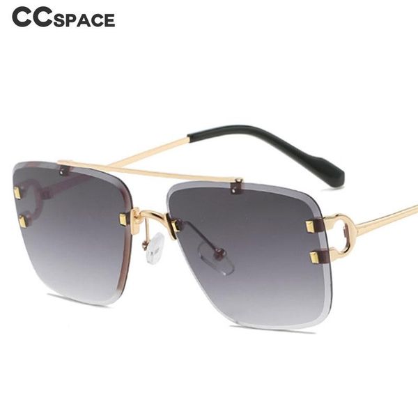 

sunglasses 46719 square oversized frameless brand designer fashion men's and women's sun-shading uv400 retro glasses, White;black