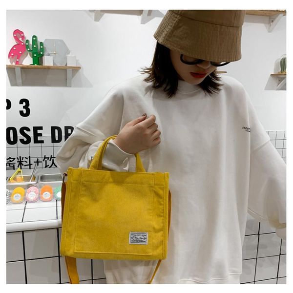 

storage bags women corduroy zipper shoulder bag fabric shopper for handbags brand female totes school