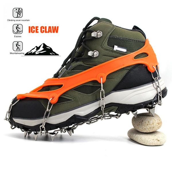 

cords, slings and webbing stainless steel 1 pair 13 teeth ice gripper spike anti slip shoes grips cleats climbing snow spikes crampons chain