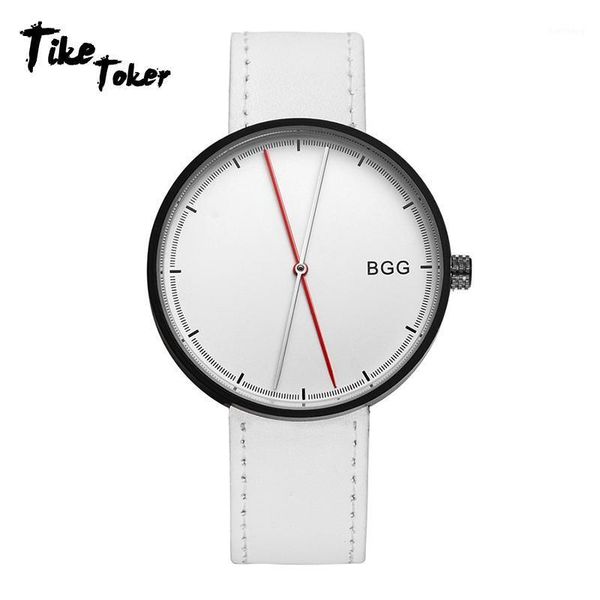 

tike toker,bgg men wristwatch simple design leather strap fashion stainless steel quartz watch relojes relogio feminino 2021 wristwatches, Slivery;brown