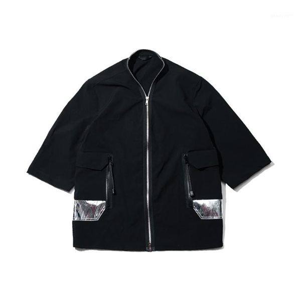 

men's trench coats pupil travel pt-2006 techwear robe oversized streetwear coat black samurai loose open stitch jackets avant garde dar, Tan;black