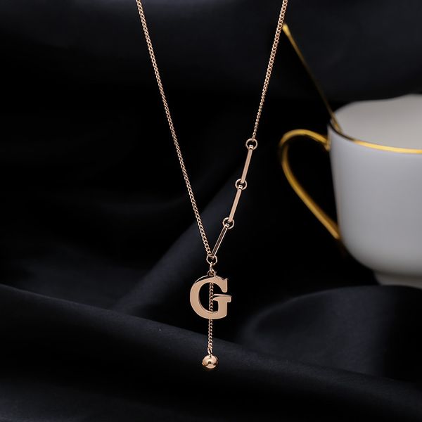 

design jewelry new trendy titanium steel letter necklace ins cool style fashion sense clavicle chain luxury net red hundred necklace, Golden;silver