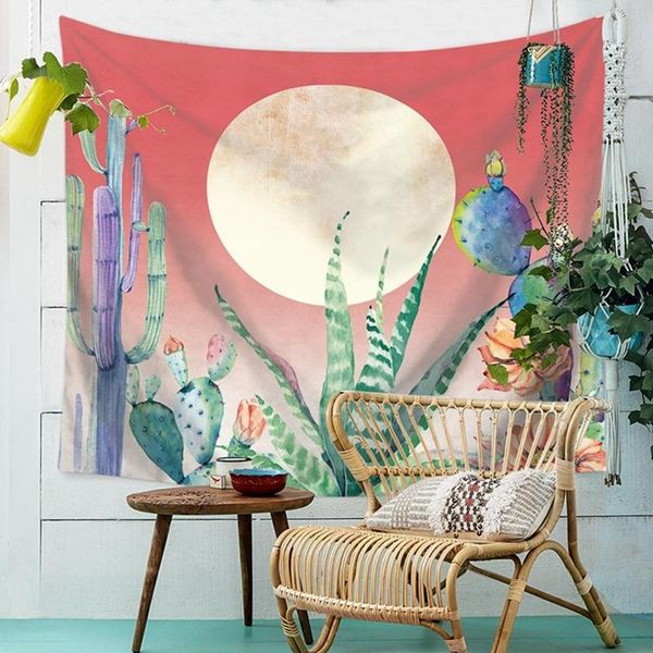 

tapestries 92x70cm retro elegant cactus print tapestry mandala wall hanging hippie beach towel bedspread yoga mat decoration