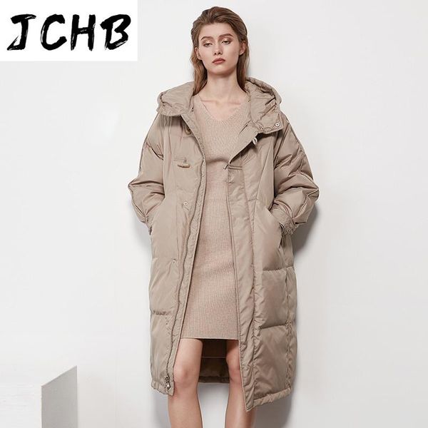 

winter women coats 2021 solid color fashion long down jacket with zipper sleeve button thick warm hooded coat women's & parkas, Black