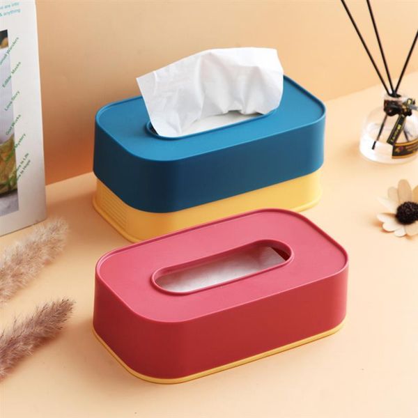 

tissue boxes & napkins box with two layers holder case for home office plastic towel multifunction