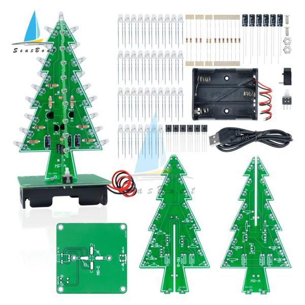 

strings three-dimensional 3d christmas tree led diy kit flash circuit electronic fun suite gift holiday decoration