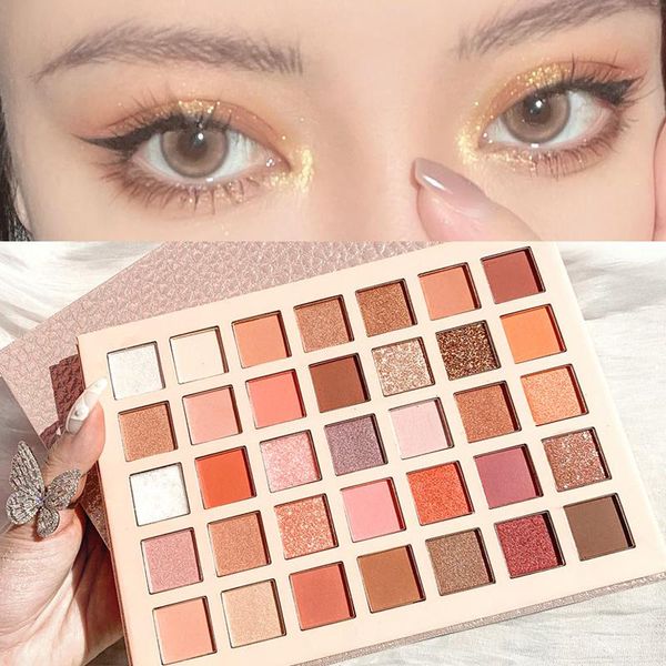 

eye shadow 35 color eyeshadow palette matte glitter waterproof long lasting diamond nude pigment powder makeup pallete beauty
