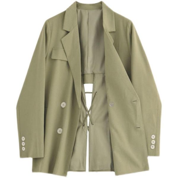 

women's suits & blazers 2021 fashion solid color lapel blazer women elegant vintage lemon green chic coat s197, White;black