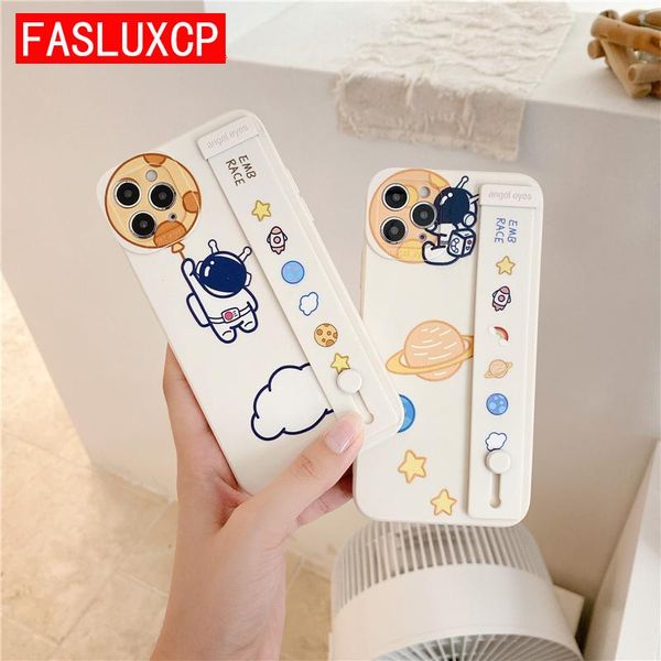 

cell phone pouches camera protect astronaut wrist strap holder case for 12 pro max 7 8 plus se 2 11 x xs xr fashion planet soft cover