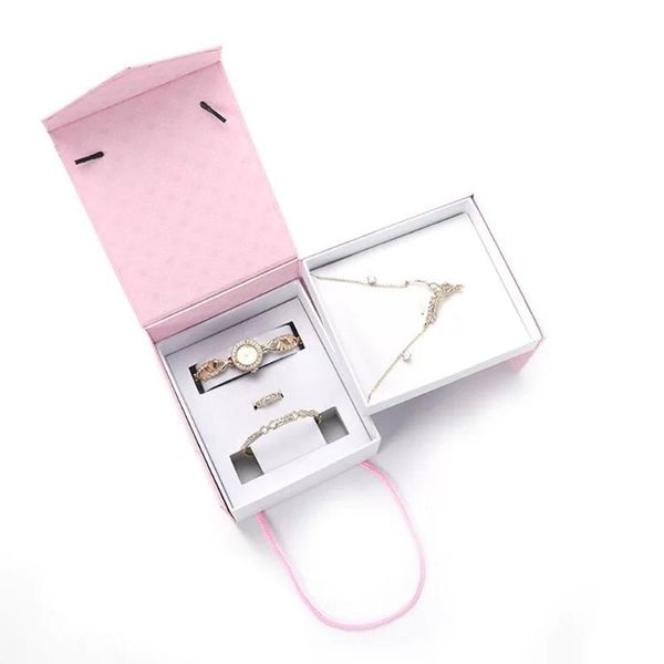 

women quartz watch crystal design bracelet necklace ring watches sets female jewelry set fashion gold lady's gifts wristwatches, Slivery;brown