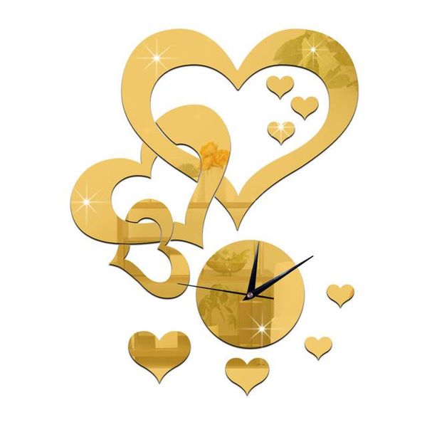 

wall clocks gz094 creative love clock mirror sticker acrylic decoration living room mute pin fashion