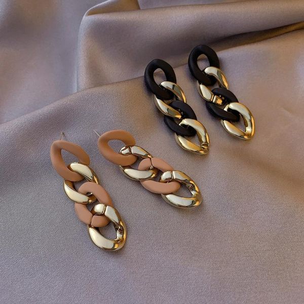 

dangle & chandelier punk chains tassel earrings female long pendant hollow exaggerated frosted advanced stud jewelry women, Silver