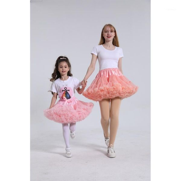 

solid color parent-child costume ballet kids pettiskirt girl fluffy lace skirts princess tulle party dance baby tutu skirt, Blue