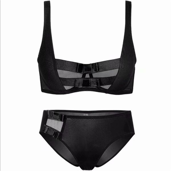 

bras sets buy women's bowknot thin cotton and mesh bra suits ladies underwear fashionable butterfly-knotted panties, Red;black