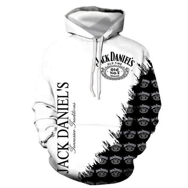 

hoodies 2021 3d digital printed sweater round neck men's casual hooded, Black