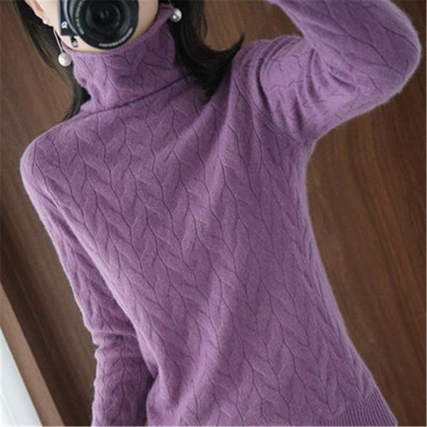 

women's sweaters 2021 korean fashion autumn and winter womens cashmere knit sweater solid color twist turtleneck bottoming basic, White;black