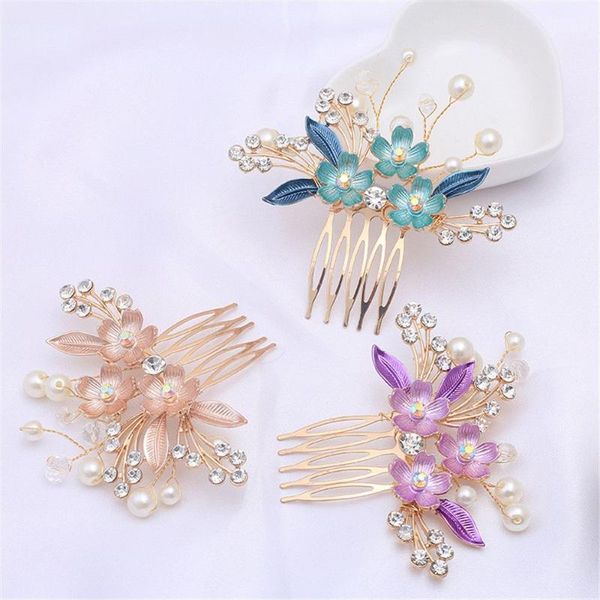 

hair clips & barrettes hairwear jewelry wedding accessory rhinestone comb bridal hairpin flower crystal, Golden;silver