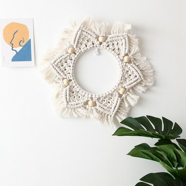 

tapestries fringed wall frame tapestry for mirror decoration hexagonal star handmade woven macrame backdrop boho decor
