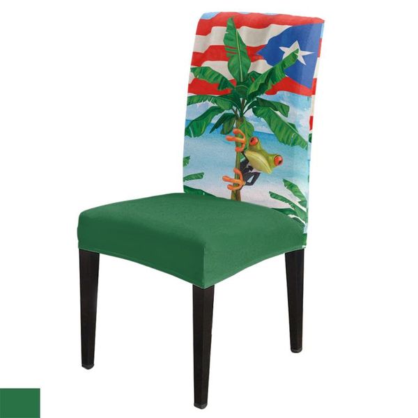 

chair covers dining tropical plant banana tree puerto rico flag frog modern elastic printing home