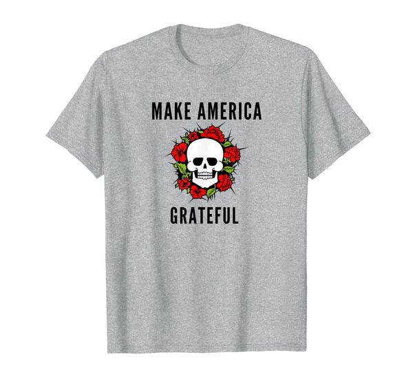 

make america grateful rose skull t-shirt, White;black