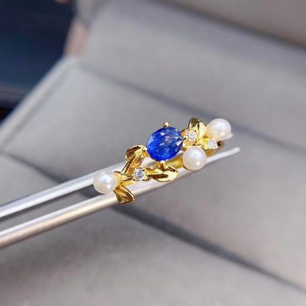 

cluster rings natural real sapphire or ruby emerald ring per jewelry 925 sterling silver 3*4mm 0.3ct gemstone fine j212225, Golden;silver