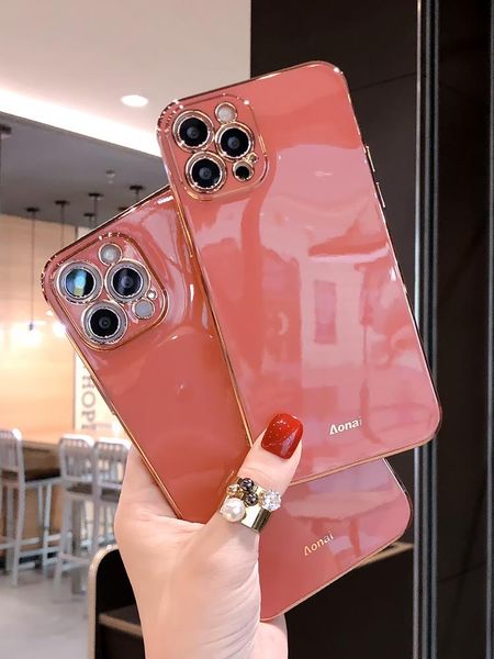 

card holders apple 7/8 mobile phone shell plating all-inclusive lens iphone11 silicone anti-drop 12promax soft xs applicable, Brown;gray