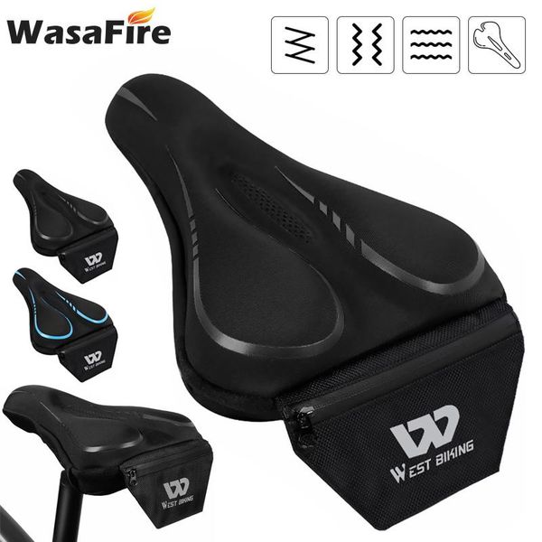 

bike saddles bicycle cushion cover with reflective storage bag silicone sponge soft rainproof road mountain equipment