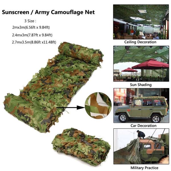 

tents and shelters 2mx3m/2.4mx3m/2.7mx3.5m hunting military camouflage nets woodland army training camo netting tent shade camping sun shelt