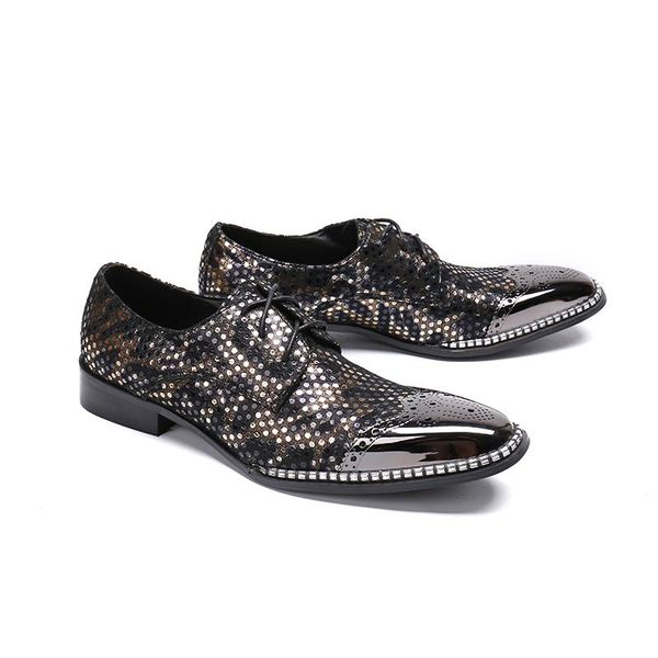 

dress shoes mens genuine leather oxfords wedding party man footwear brogue carved, Black