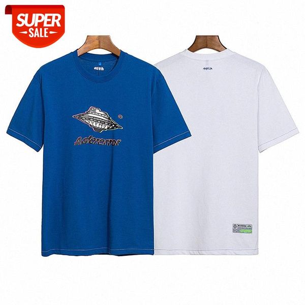 

ader flying saucer printed short-sleeved t-shirt for men and women couples loose round neck bottoming shirt #rw7l, White;black
