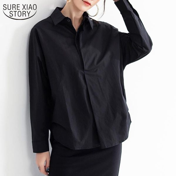 

women's blouses & shirts 2021 spring autumn office lady women white long sleeve and chiffon casual shirt plus size loose blouse 10239